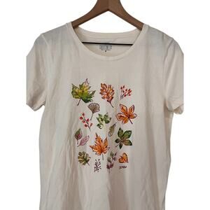 J Crew Factory Collectors Tee Fall foliage Graphic Tee Cream Womens Size Medium